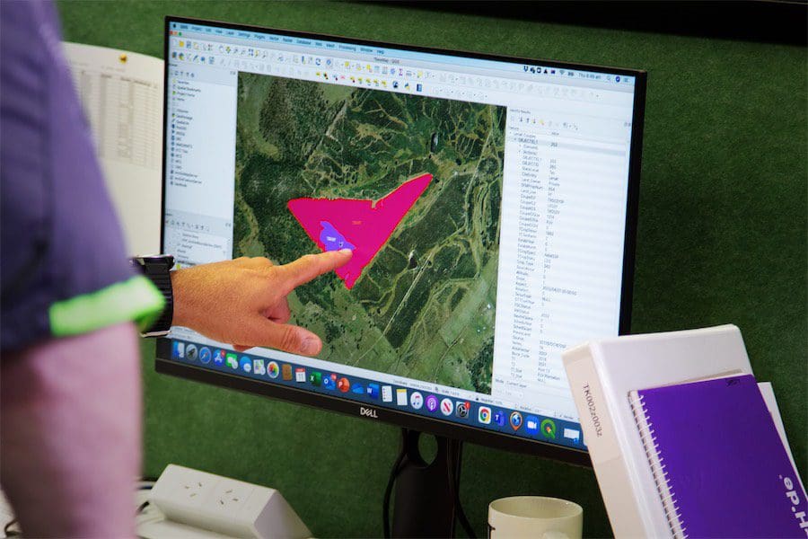 Pointing to farming land on computer screen | Carbon Farming | ActivAcre Tasmania