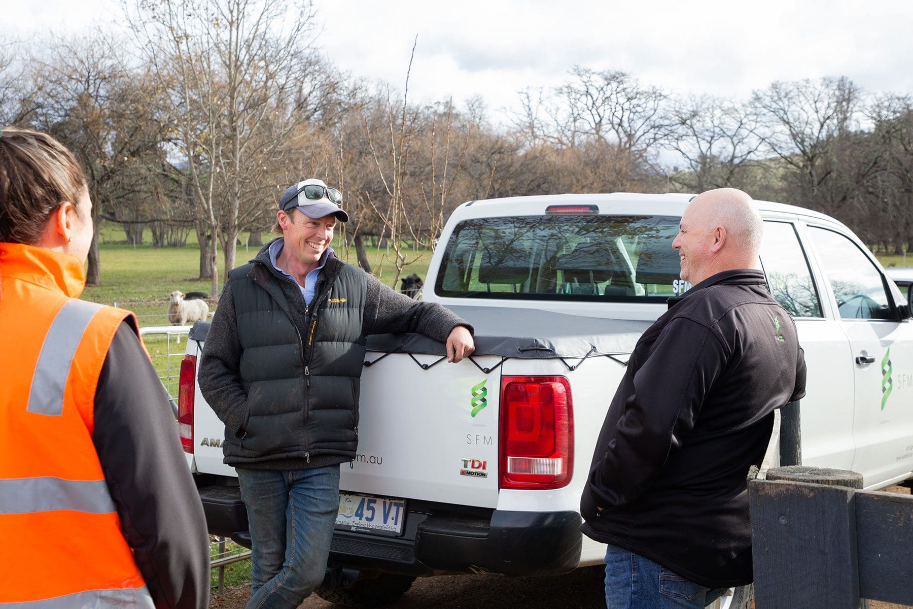 People standing next to ute | Private Carbon Forest Farming | ActivAcre Tasmania